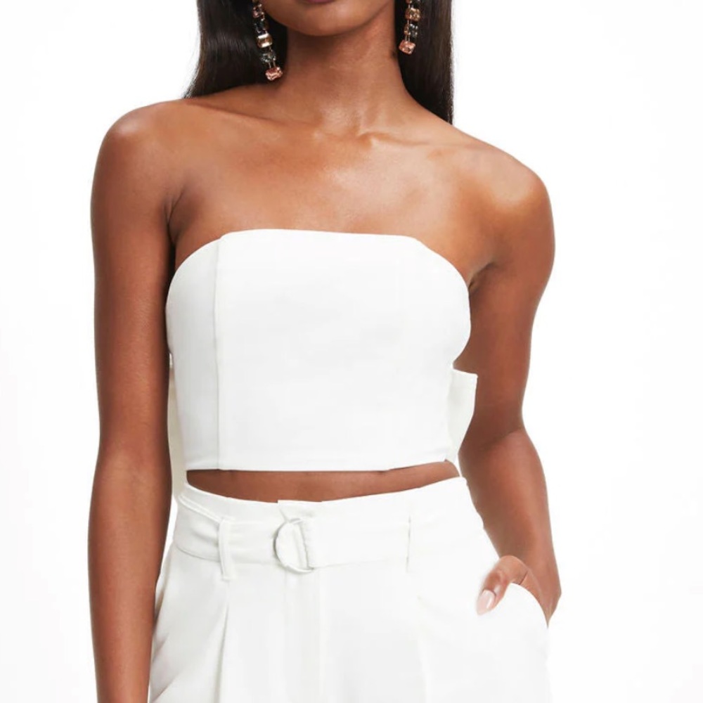 strapless bow crop top! never worn!
